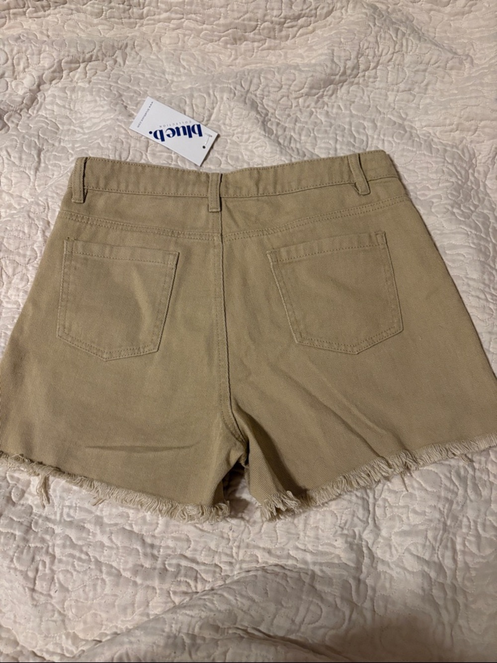 BLUe.B Tan High-Rise Jean Shorts with Rhinestone Fringe Detail - Picture 4 of 4